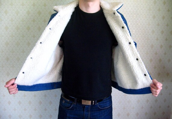 Vintage Denim Jacket / Winter Men Jacket / Shearl… - image 3
