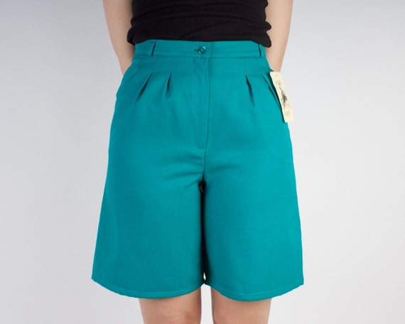 Green Women Shorts High Waist Vintage 