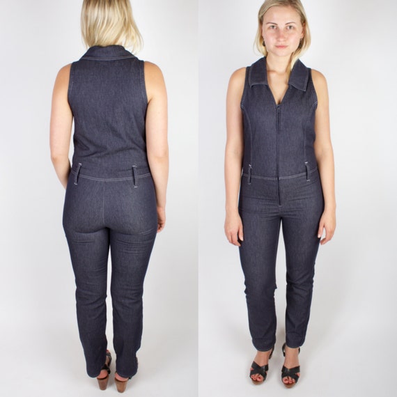 dark blue jump suit