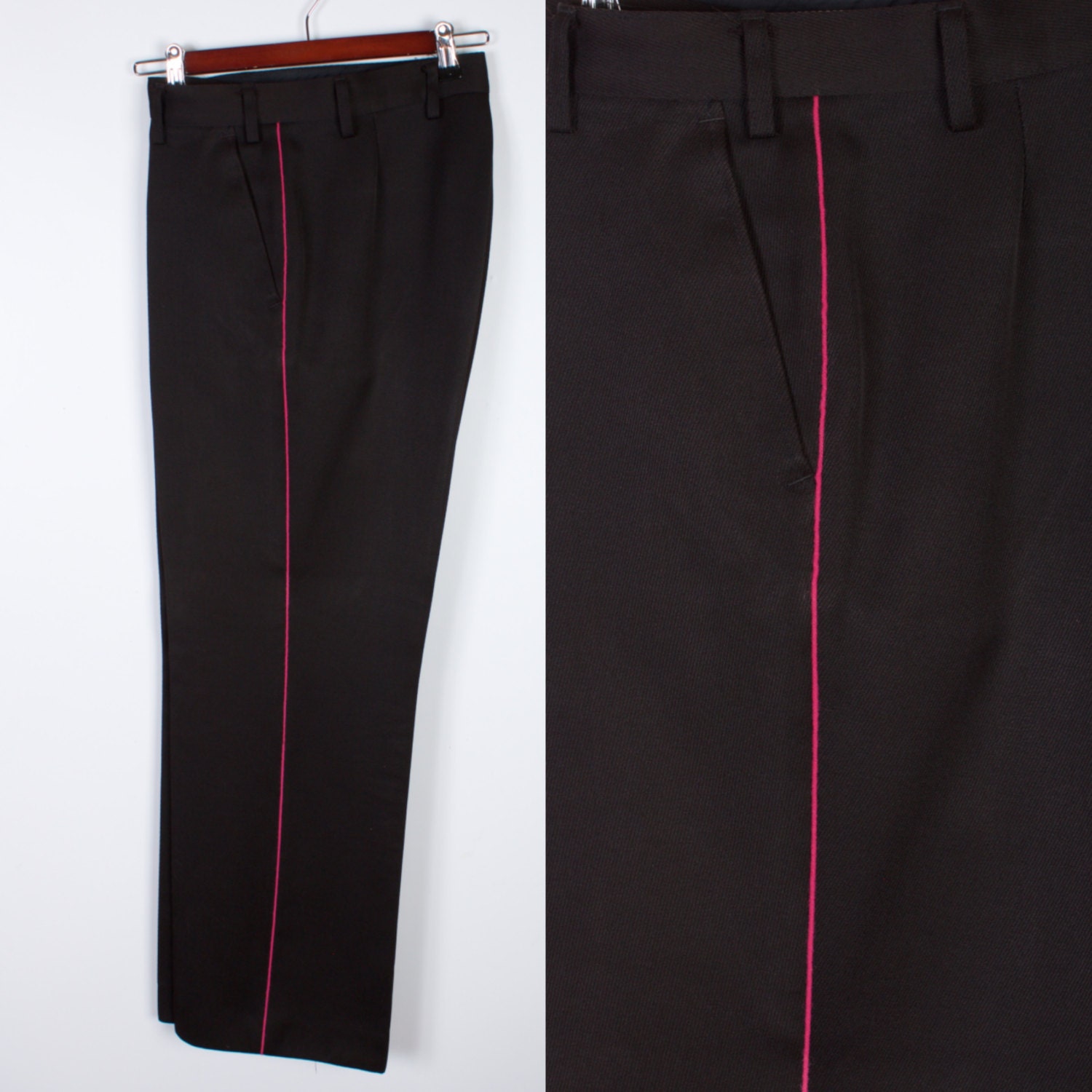 Black Classic Pants Military Style Michael Jackson Style Plaid Men Fasion Suit Pink Line Formal Suit Black Classic Pants Military Style Michael Jackson Style Plaid Men Fasion Suit Pink Line Formal Suit