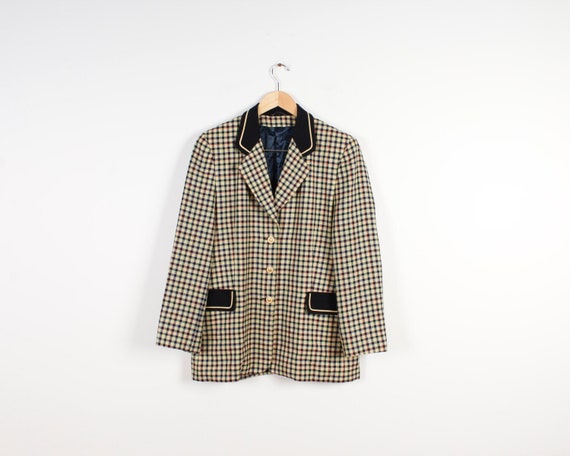 Checkered Jacket Women Retro Blazer Jacket Hounds… - image 1