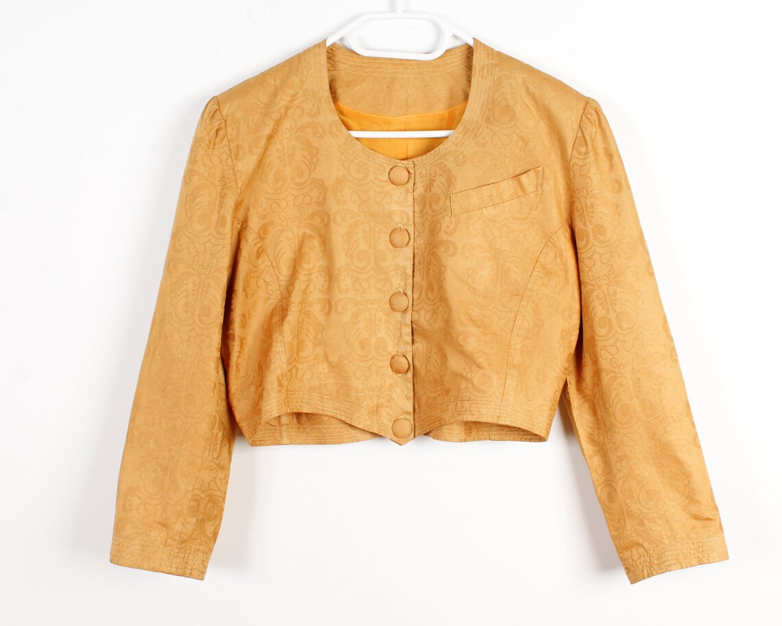 Golden Yellow Bolero Jacket Tribal Patterned Women Blouse Etsy