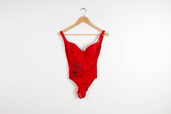 red retro swimsuit