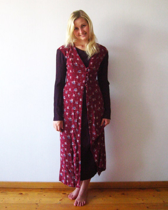 Dirndl Vine Red Vintage Dress Folk Dress Maxi Lon… - image 2