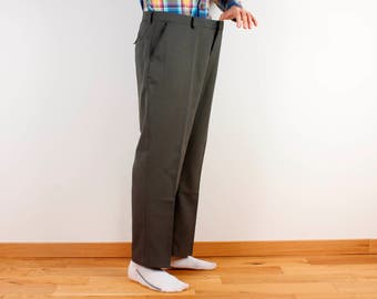 Vintage Gray Trousers Classic Men Pants Plus Size Vintage Style Trousers 90s Style Casual Mens Pants