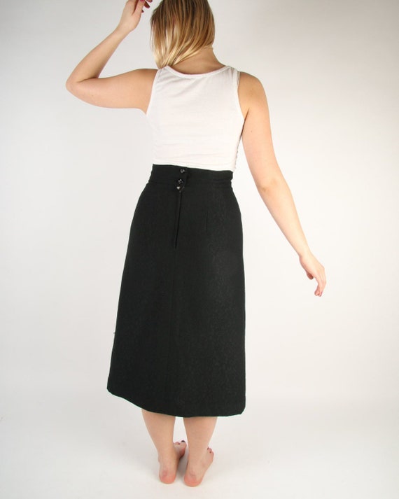 Black Vintage Skirt Embossed High Waist Fold Skirt Businesslike Applied Skirt Etsy Australia
