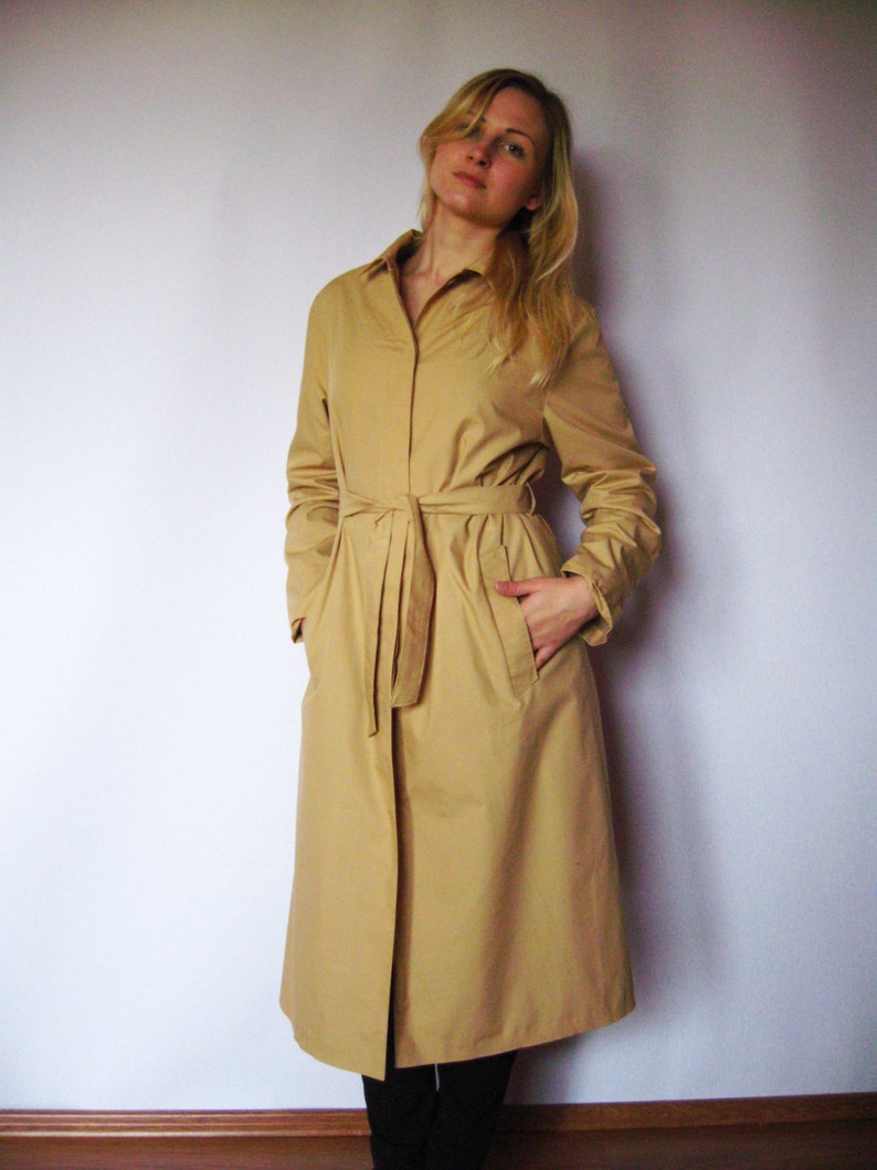 Vintage femme Trench Coat Beige marron classique ...