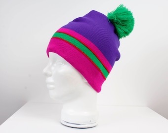 Vintage Trapper hoed roze groen Ski Hat gebreide hoed gestreepte paarse sport hoed Winter Hipster stijl hoed sport atletische elastische muts
