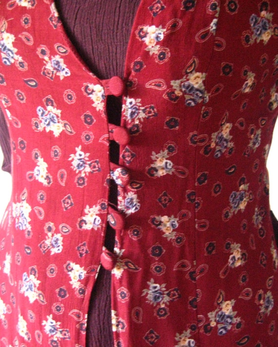Dirndl Vine Red Vintage Dress Folk Dress Maxi Lon… - image 5