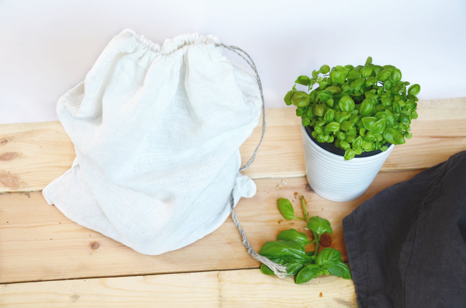 Linen Bread Bag Ivory Linen Bread Serving & Storage Basket Etsy