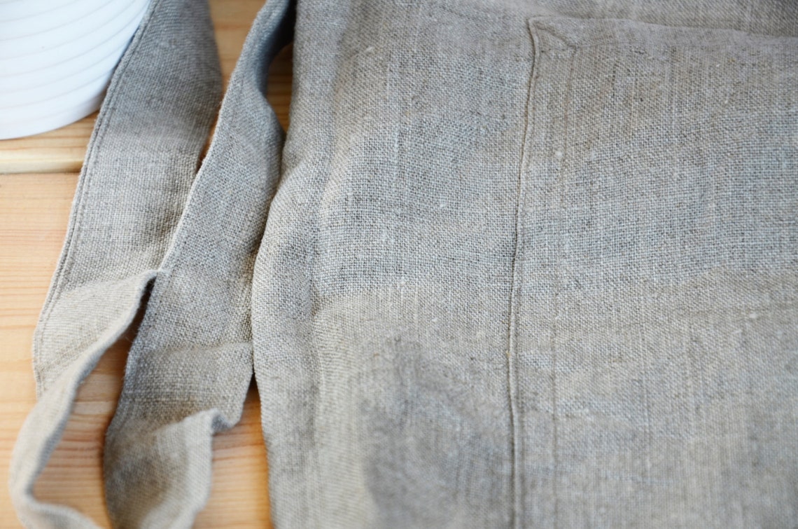 Linen Apron Natural Gray Linen Cafe Apron Natural Baltic - Etsy