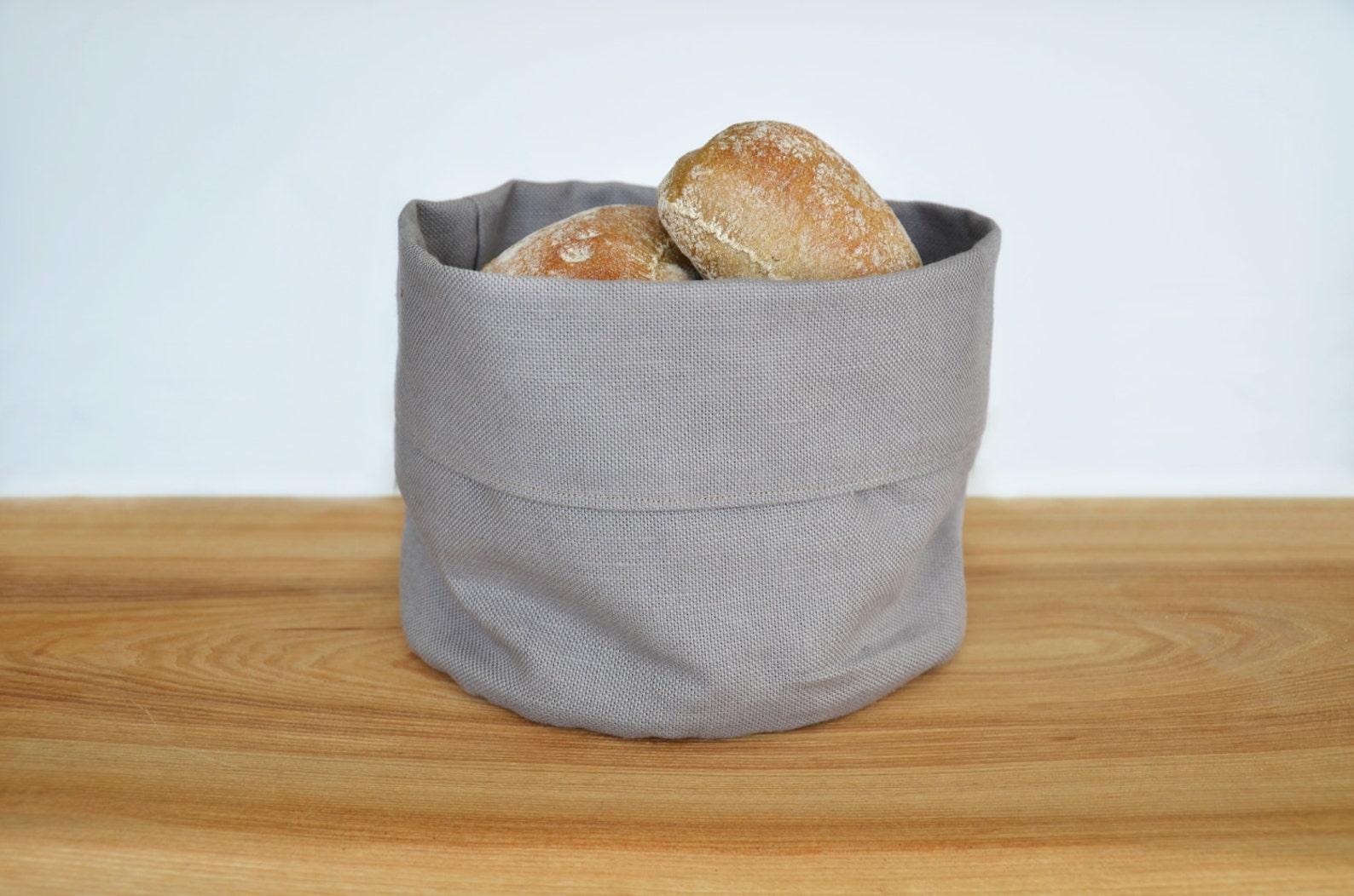 Linen Bread/storage Basket Grey Linen Bread Serving Basket Etsy