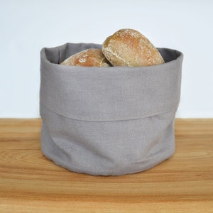 Linnen brood/opbergmand - Grijs linnen brood serveermand