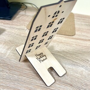 Wooden Phone Stand Cell Phone Holder Dutch house Mobile Stand for Office or Home image 7