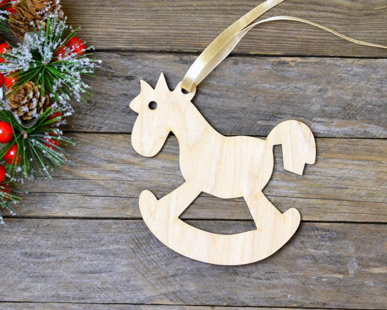 Christmas ornaments Wooden Christmas horse set of 10 pieces Etsy