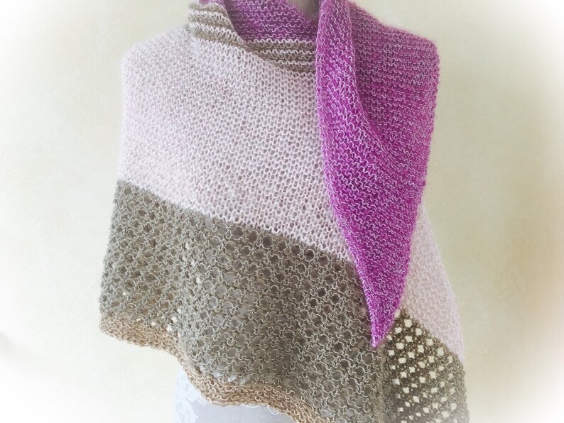 Knitted triangular shawl Summer Evening image 1