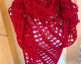 Cloth crocheted triangular cloth summer cloth red