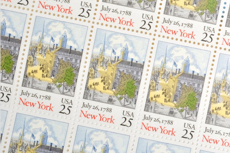 25 Vintage New York Stamps 25c 1987 Unused Postage Etsy