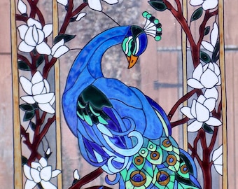 wicoart sticker window color cling stained glass decal art peacock and magnolia big size