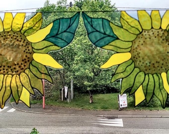 wicoart sticker window cling stained glass effect lot of 2 corners sunflowers