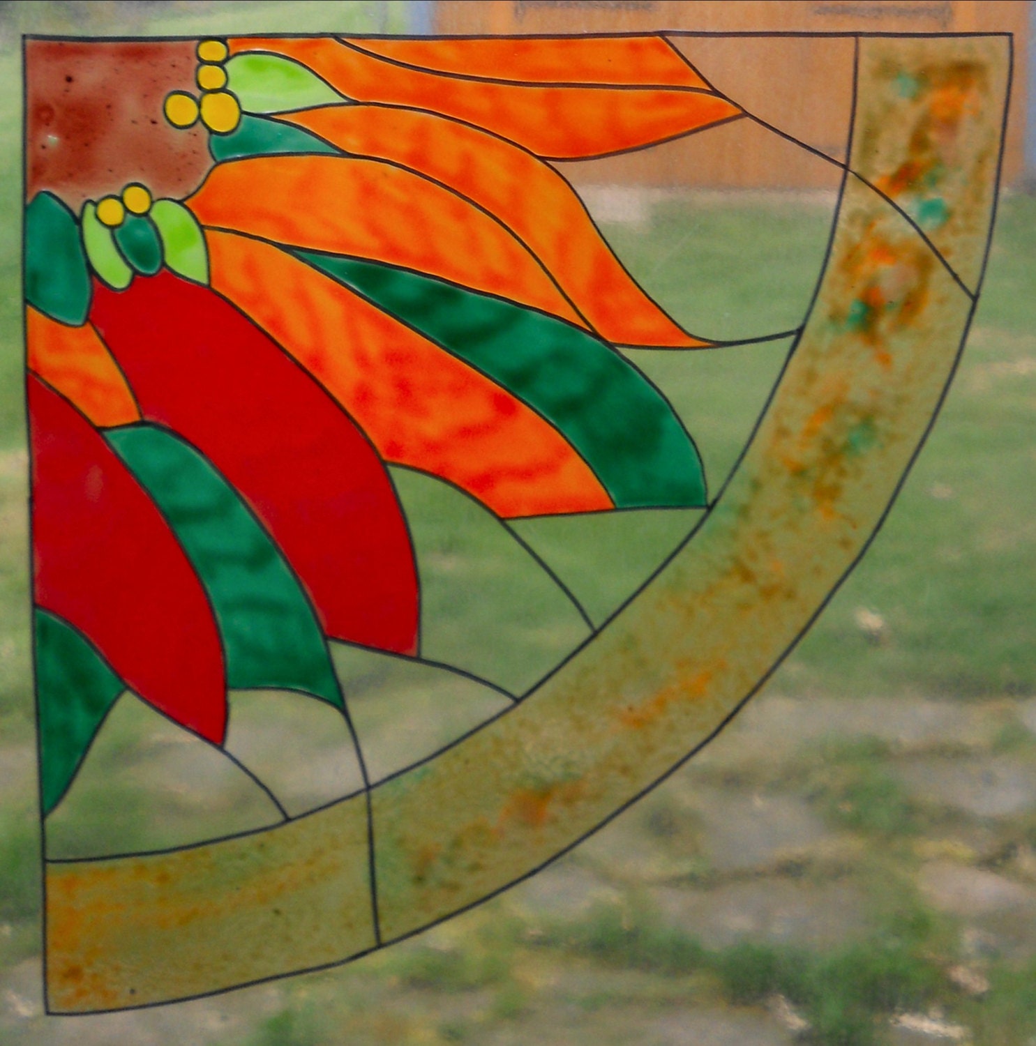 Wicoart Sticker Window Cling Stained Glass Effet Angle Tournesol 20x20