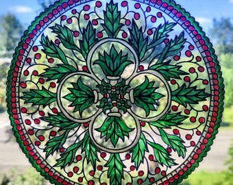wicoart sticker window cling stained glass effect mandala Christmas flora