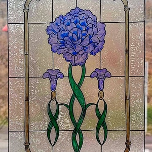 wicoart sticker window cling stained glass vitrail decal art nouveau carnation big size