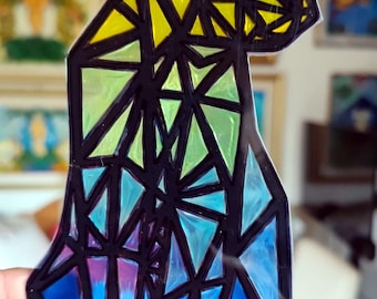 wicoart bookmark window color faux stained glass vitrail geometric cat