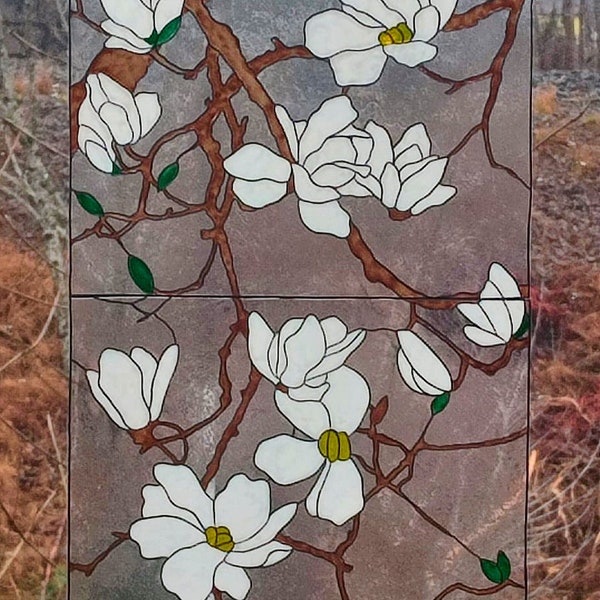 wicoart sticker window cling faux stained glass magnolia 68x27 cm