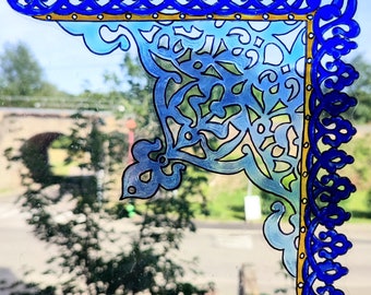 wicoart sticker window cling stained glass angle de fenêtre style orientale
