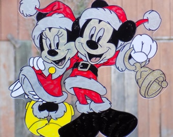 wicoart sticker window color cling vitrail stained glass decal handpainted Christmas Disney Mickey and Minnie mouse