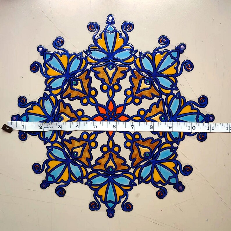 Sticker Vitrail Repositionnable Wicoart - Motif Mandala Chat énergie, Décoration Fenêtre