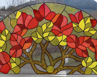 wicoart sticker window color cling vitrail stained glass decal handpainted half round nature glory