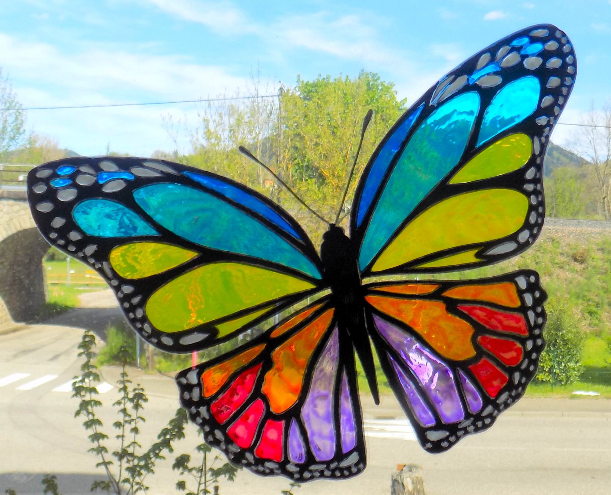 Wicoart Sticker Window Cling Stained Glass Art Papillon Empereur