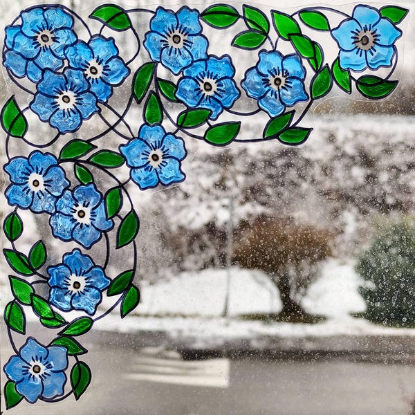 wicoart sticker window color cling vitrail stained glass decal small flowers corner