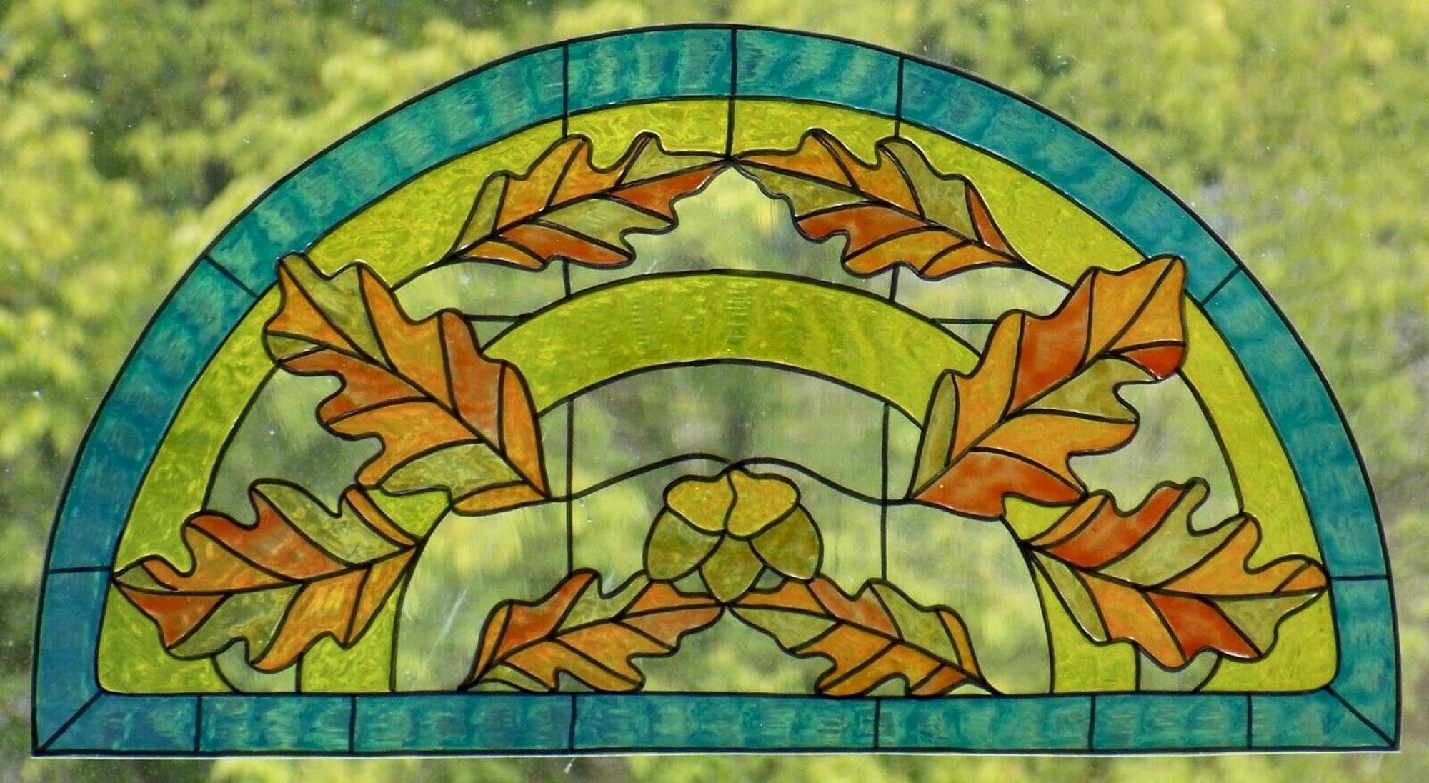 Wicoart Sticker Window Cling Stained Glass Demi Lune Feuilles d'automne