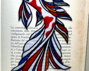 wicoart bookmark window color stained glass look vitrail art nouveau carp koi