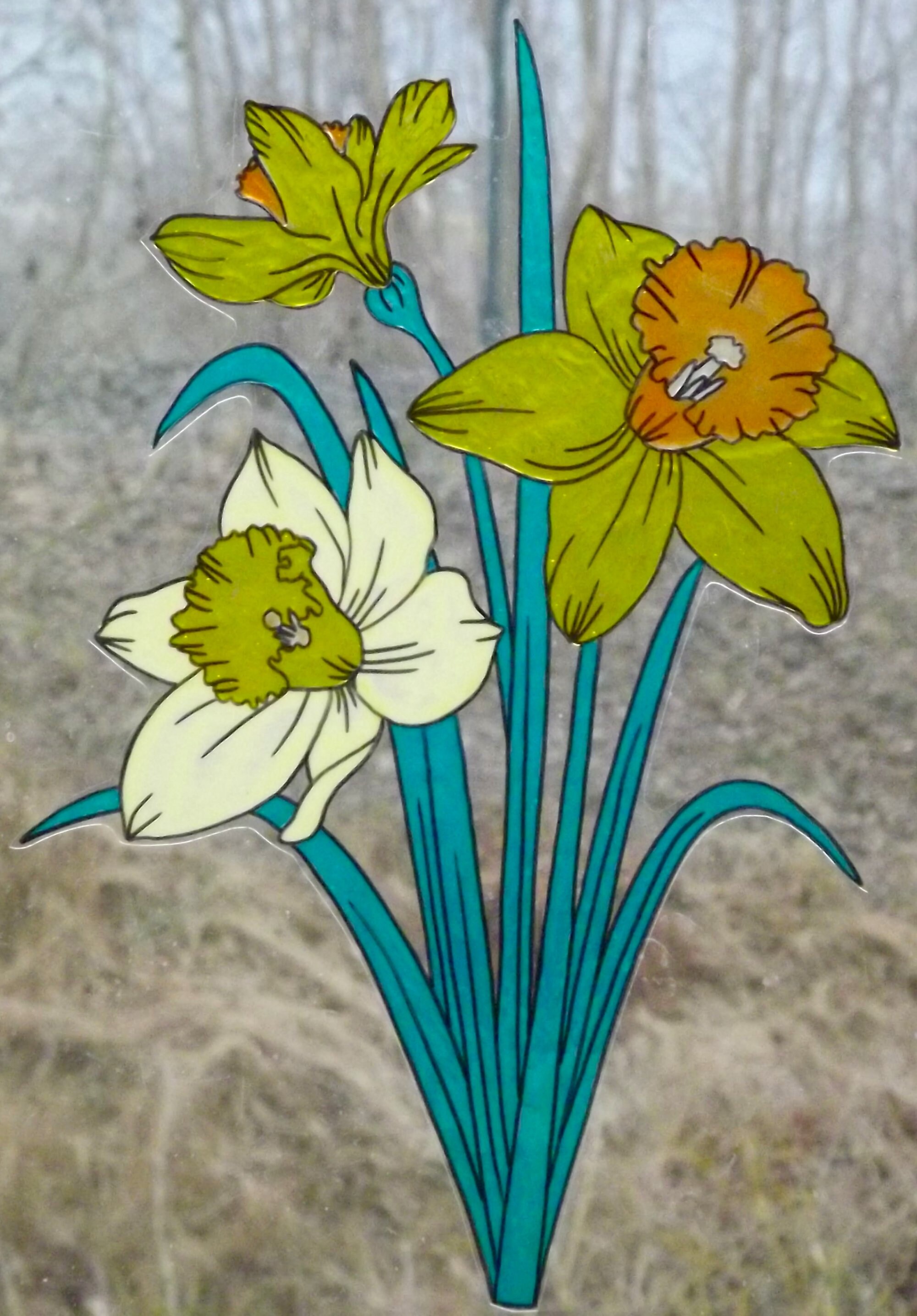 Wicoart Sticker Window Color Cling Stained Glass Art Jonquilles