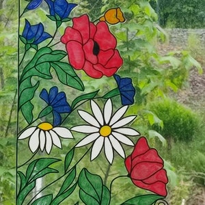 wicoart sticker window cling stained glass vitrail decal wild flowers corner image 4