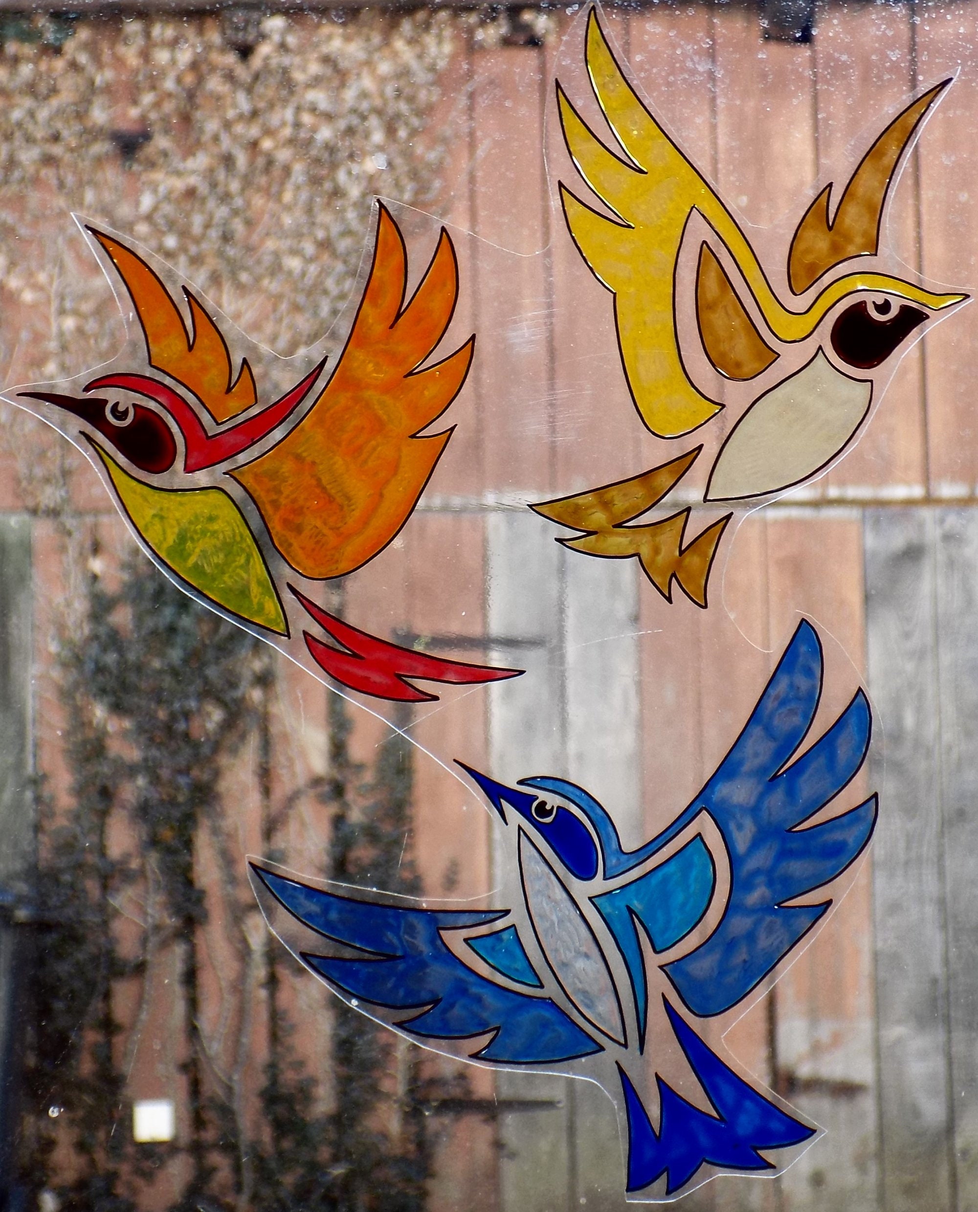 Wicoart Sticker Window Cling Stained Glass Art Lot 3 Petits Oiseaux