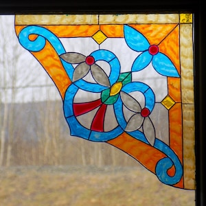 Wicoart adesivo janela agarrar vitral ângulo de fenêtre vintage clássico