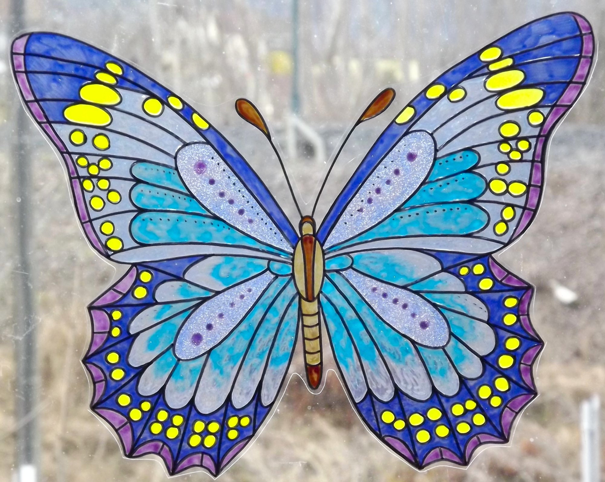 Wicoart Sticker Window Color Cling Stained Glass Decal Art Vitrail Papillon d'été