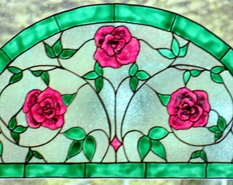 wicoart sticker window cling stained glass vitrail demi lune 28x14 cm