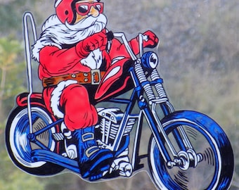 wicoart sticker window color cling stained glass vitrail art Christmas Santa biker