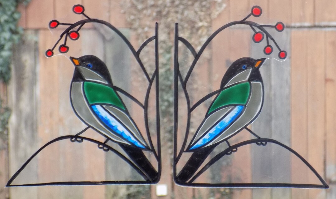 Décal Autocollant Vitrail Art Déco Pour Fenêtre - Motif Orchidées Repositionnable - Fait Main En France