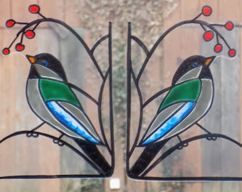 wicoart sticker window cling stained glass vitrail art lot 2 corners little birds