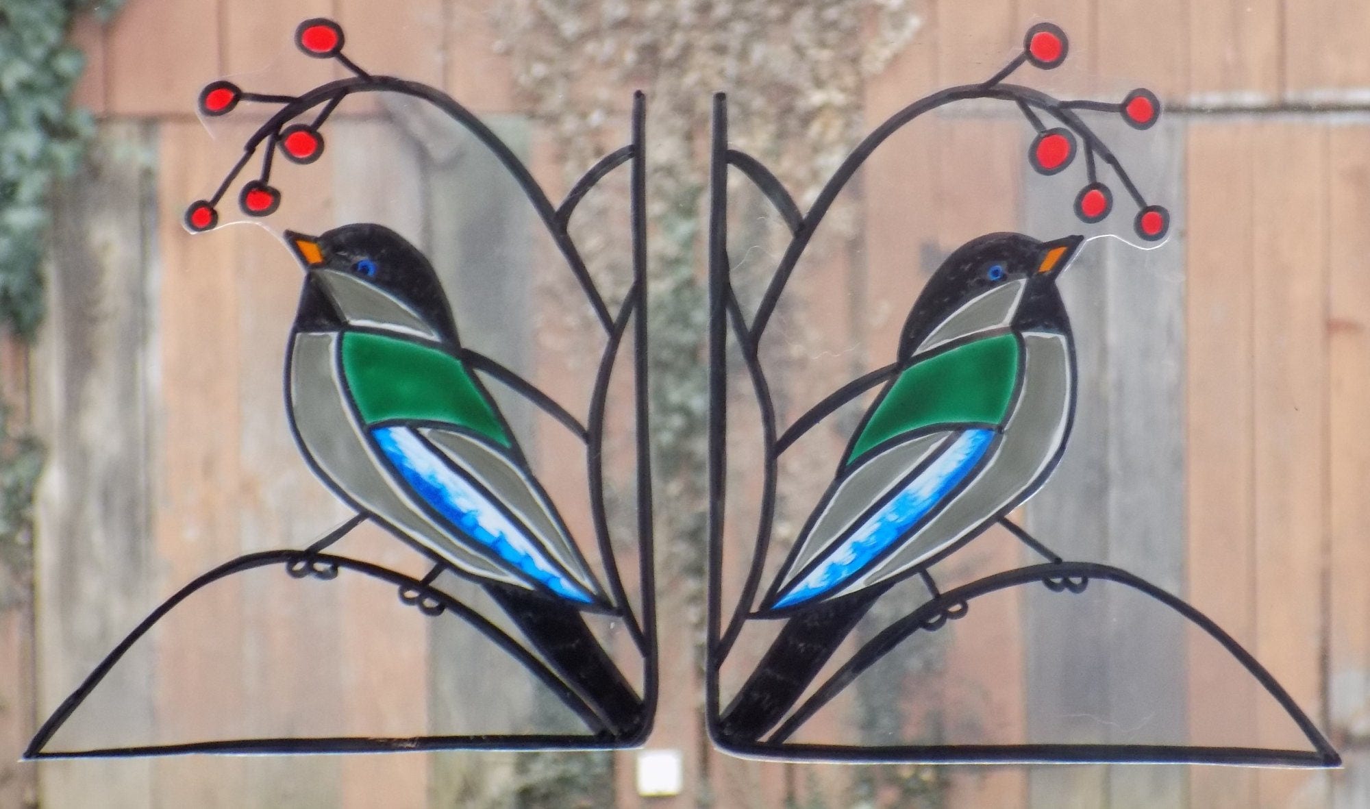 Wicoart Sticker Window Cling Stained Glass Art Lot 2 Angles Petits Oiseaux