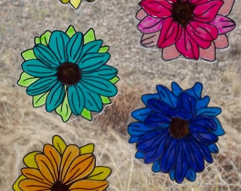 wicoart sticker window color cling stained glass art decal 6 fleurs colorés
