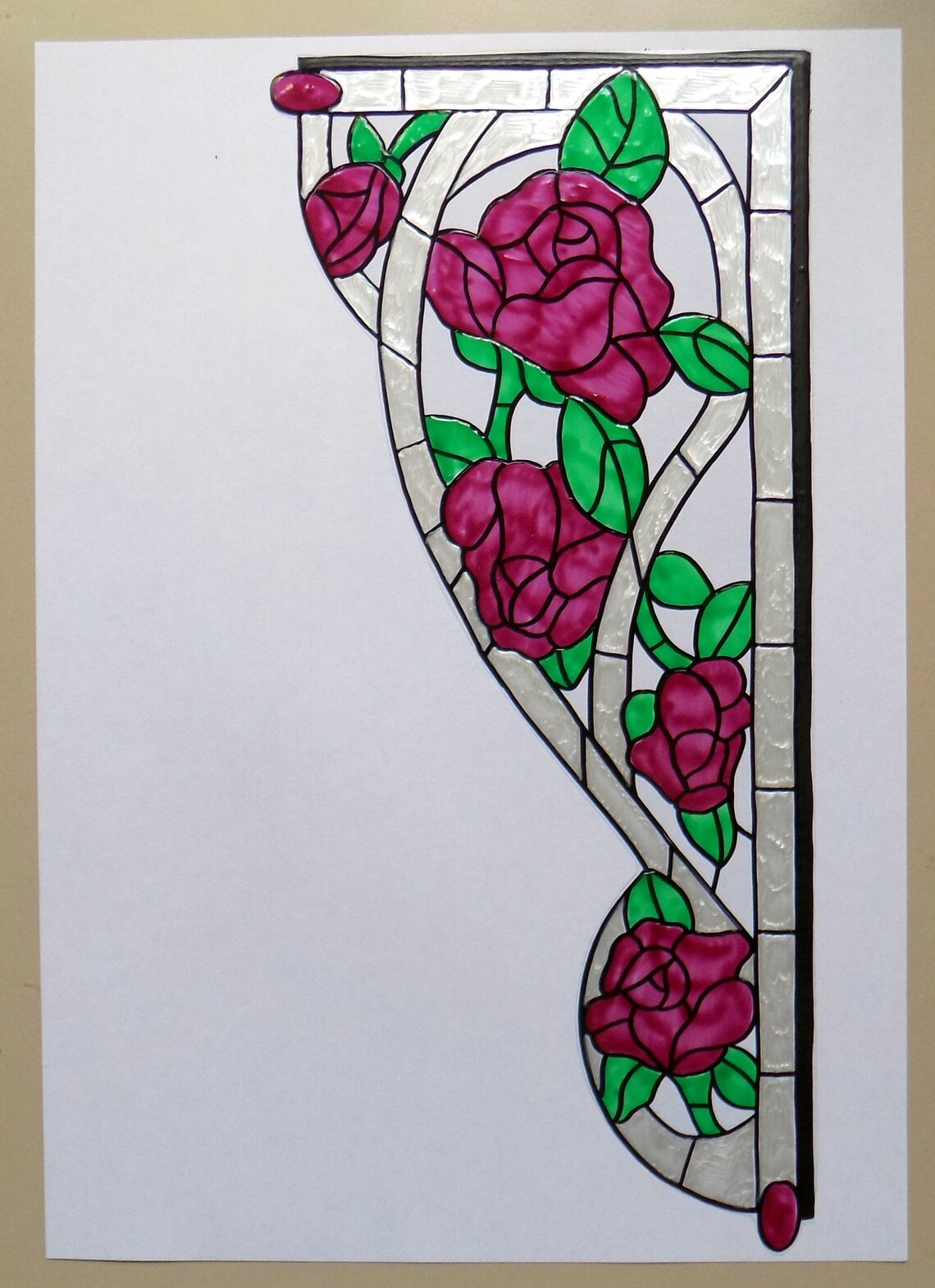 WICOART WINDOW COLOR STICKER CLING FAUX STAINED GLASS ART LOT 2 CORNERS BIRDS
