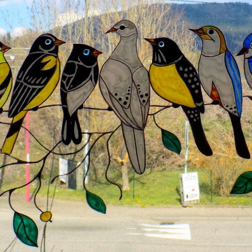 Lot Stickers Vitrail WICOART - Oiseaux & Anges - Faux Vitrail Repositionnable - Multicolore